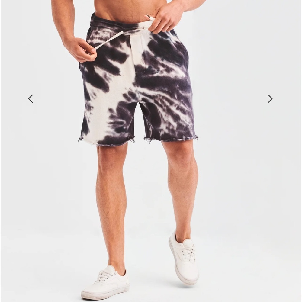 SER.O.YA Men's Tie-Dye Black and White Athletic Shorts